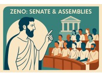 Statue and Roman senate evocative collage