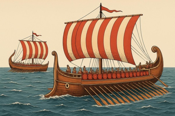 A detailed study model of an ancient trireme