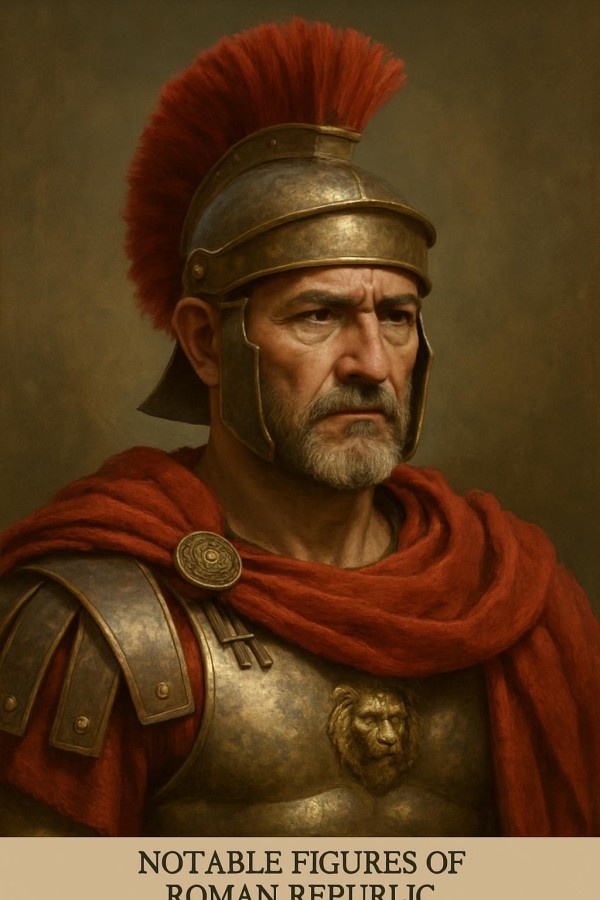 Ancient Roman soldier with a backdrop of the Roman Republic